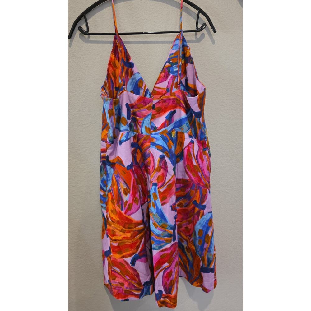 FARM Rio Colorful Bananas Wrap Dress Womens L Multicolor Abstract V-Neck Mini - Picture 11 of 15